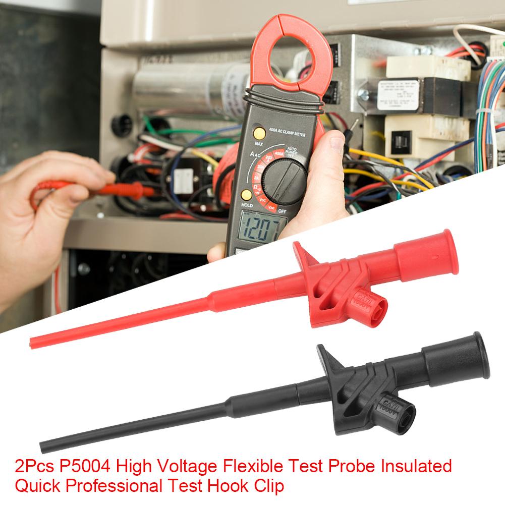 2Pcs P5004 High Voltage Flexible Test Probe Insulated Quick Professional Test Hook Clip