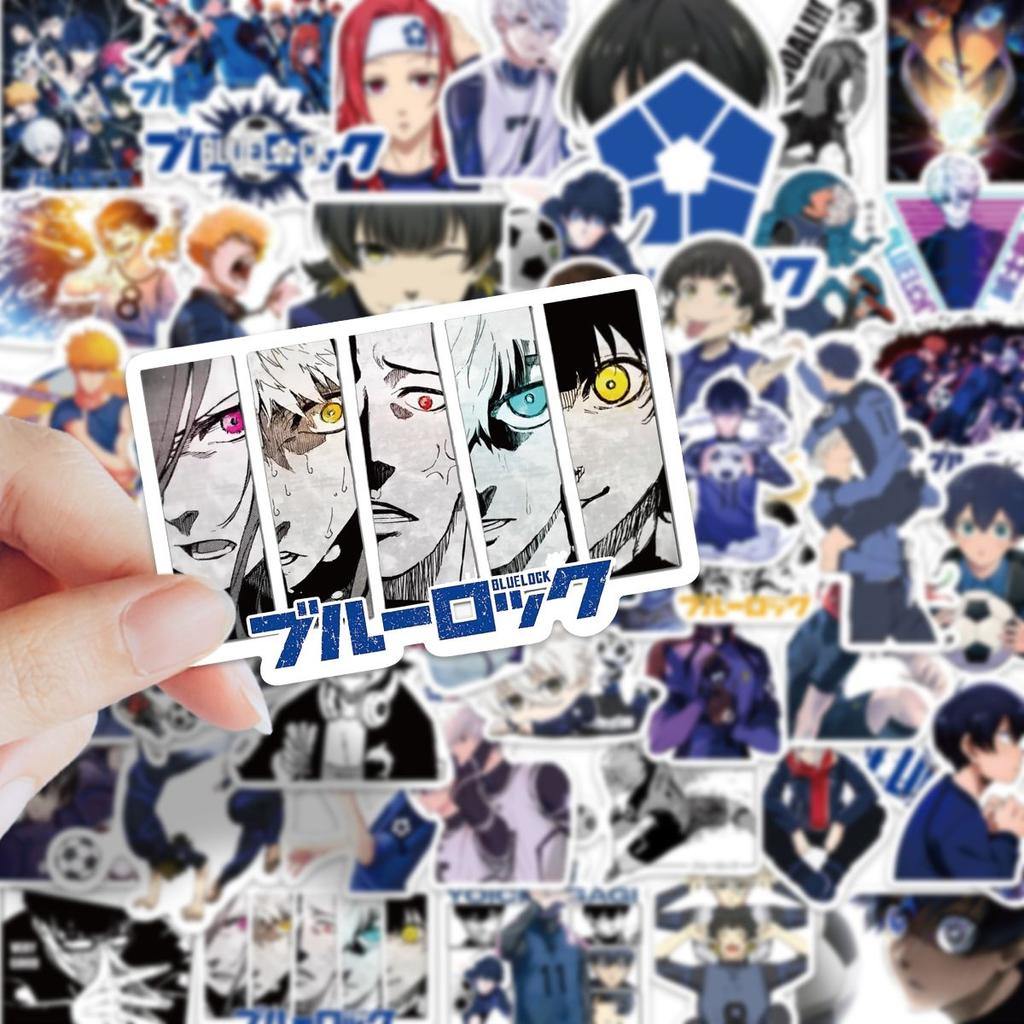 50 Pieces of Blue Prison Stickers Featuring Cartoon Anime Characters: Kazuma Kiyo, Hachiro Fura, and Renya Kunagami