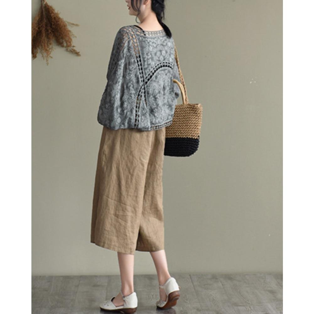 DX- MS64-Spring and Summer Cotton Embroidery Lace Cardigan Short Bat Sleeve Loose Shawl 7 Split Sleeve Air Conditioner Sunscreen Clothes Cover Female