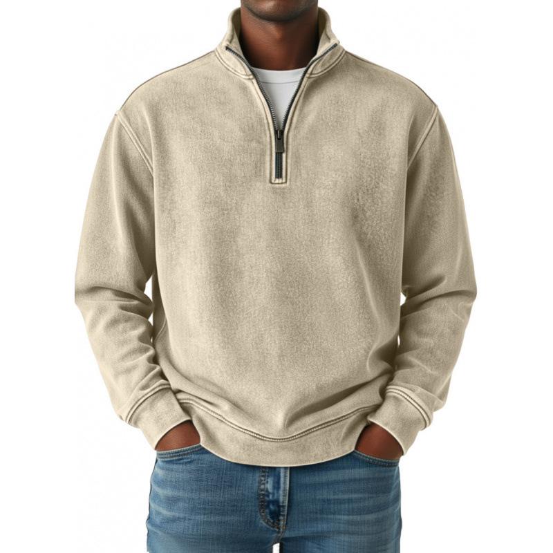 2025 European Style Men's 3D Print High Collar Half-Zip Hoodie for Spring/Autumn