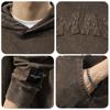 Autumn Retro Washed Patch Hooded Men'S Sweater Heavy Loose Top American Trendy Casual Jacket