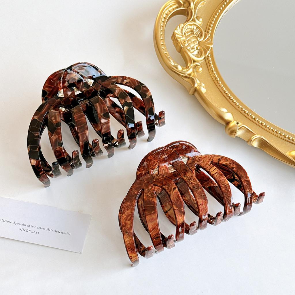 Stylish Retro Acetate Pumpkin Hair Claw Clip For Women With High Volume Hair