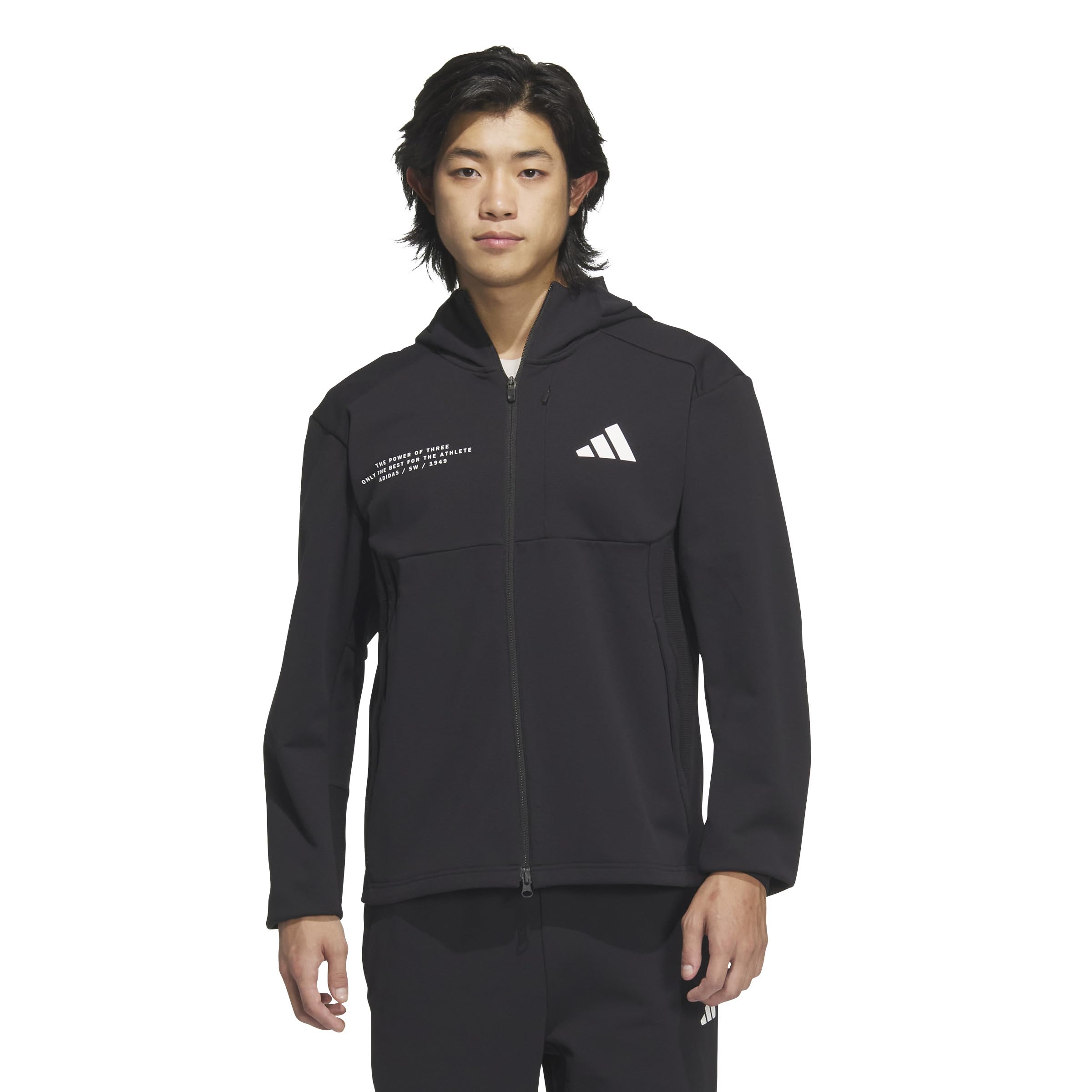 

Adidas Adptn Regular Fit Textured Double Knit Hooded Track Jacket KQD57 Black Size 2XL Men s (JM2083)