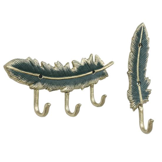 Feather Hook, Cast Iron Wall Decoration Hooks, Vintage Style Waterproof Rust-Resistant Hanger, for Entrance Hall Bedroom