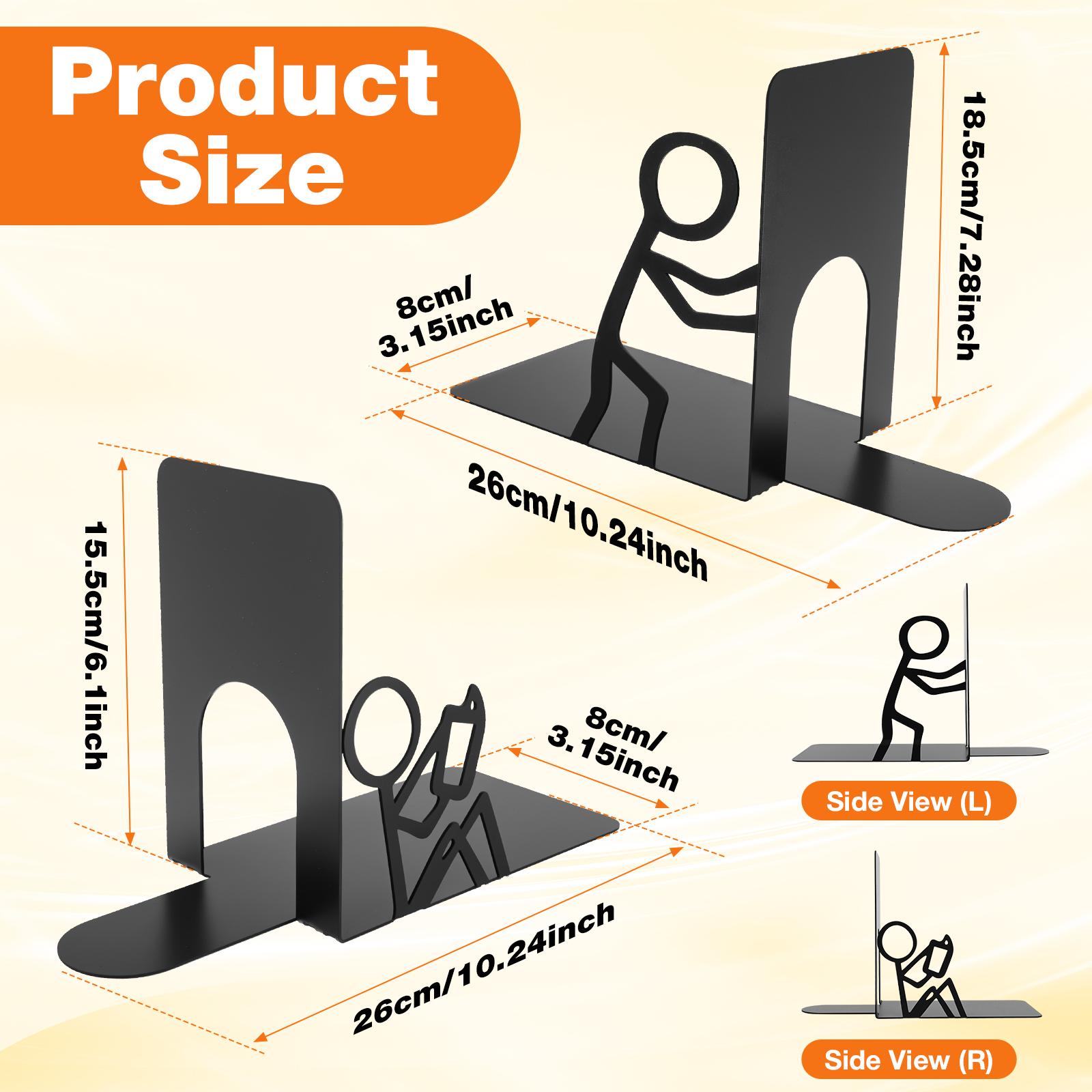 

2Pcs Desktop Bookend Metal Decorative Bookshelf Non-slip Document Organizer Books Storage Rack Stable Desk Book Stopper Holder