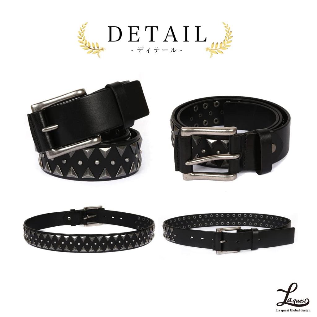 [Laquest] Triangle Studded Belt for Men, Genuine Leather, Triangle Studs, Leather, Rock, Metal, Visual Kei, Punk, Buckle