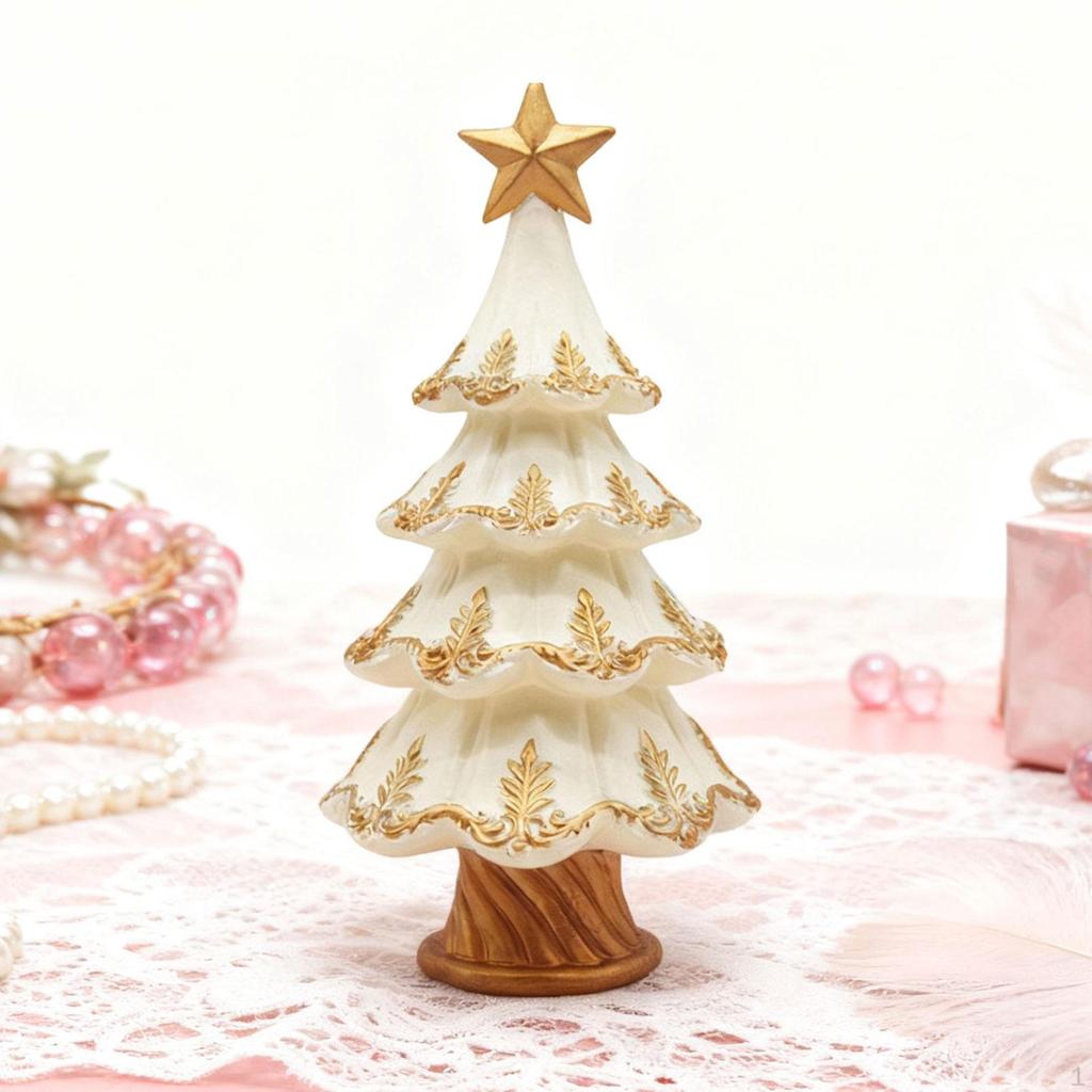 Christmas Tree Statue Small Decorations for Shelf Holiday Landscape