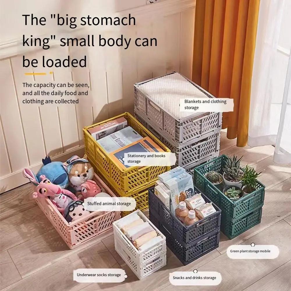 File Storage Collapsible Foldable Storage Crate Stackable INS Drawer Organizer Case Plastic S/M/L Pastel Crates Bedroom Decor