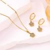 Elegant Zircon Flower Necklace & Earrings Set for Women - Titanium Steel & 18K Gold