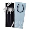 Authentic Cutipol GOA Silver Dessert Set Forks and 2 Spoons Gift Set In a Presentation Box with Authentic Ribbon Black/Matte (2 Each) - 4-Piece