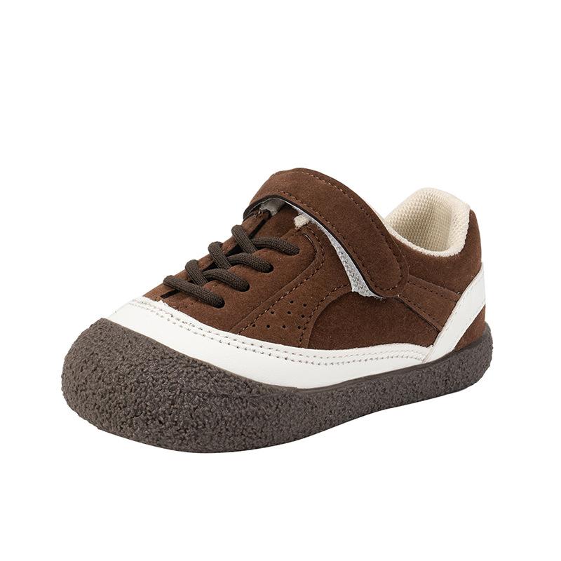 Small and Medium-sized Children's Sports Hiking Shoes Autumn and Winter Boys' Casual Shoes Girls' Board Shoes Velcro Splicing Contrasting Colors Korea