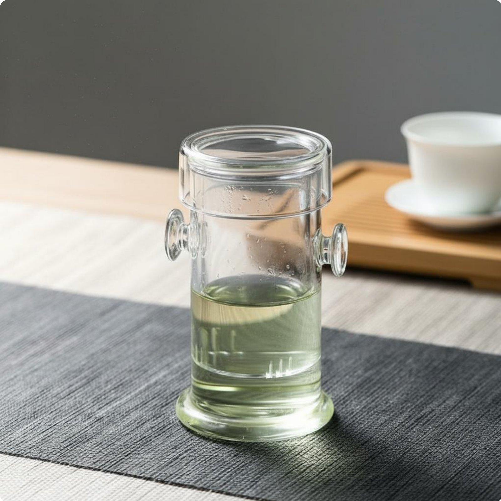 Gongfu Tea Set Heat Resistant Gongfu Design Tea Pot Glass Teapot with Infuser Spill-Resistant-Clear Spout Glass Infuser Teapot