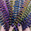 30Pcs Nails Handmade Gradient Cat's Eye Press On Fake Nails Medium Short Nail Tips Popular Design Decoration Flower Full Cover