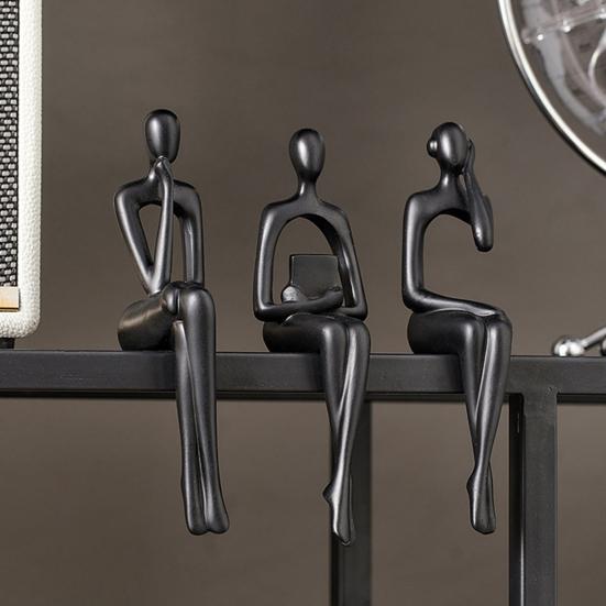 Złoty Myśliciel Rzeźba Abstrakcyjna Dekoracyjna Ornament Poprawiający Koncentrację Biurko Półka Salon