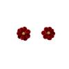 Fashion Red Velvet Geometric Flower Stud Earrings for Women Unusual Earrings Vintage Ear Jewelry Wedding Party Accessories Gifts