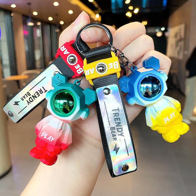Gradient Cool Faceted Lightning Bear Keychain Pvc Car Bag Charm Gift