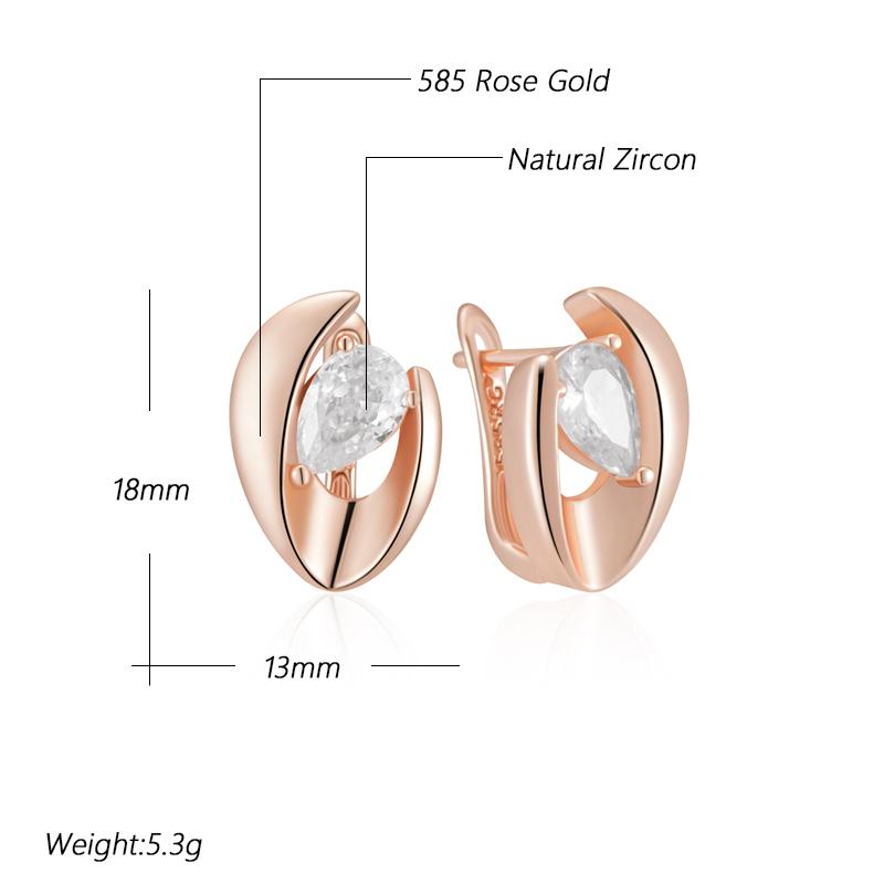Luxury  Rose Gold Color English Earrings For Women Simple Shiny Big Natural Zircon Earrings Bridal Wedding Fine Jewelry