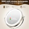 8 Wall Mounted Lighted Makeup Mirror 3000mAh Rechargeable Double Sided 1X 10X Magnifying Mirror with Hook 3 Color Lights Touch