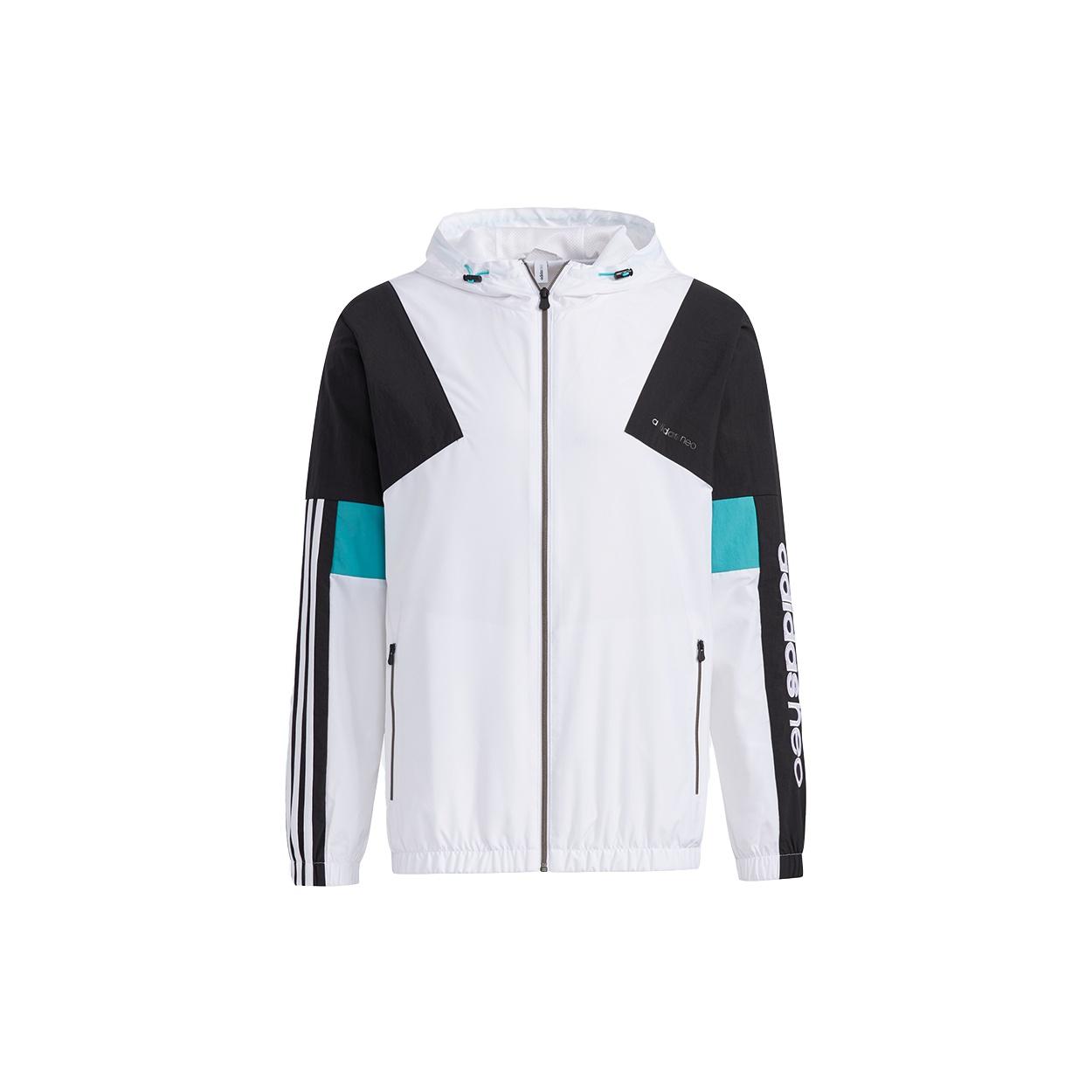 adidas neo M Cs Cb Wb 2 Logo Embroidered Contrasting Colors Sports Jacket White Men s GP5685 XXL