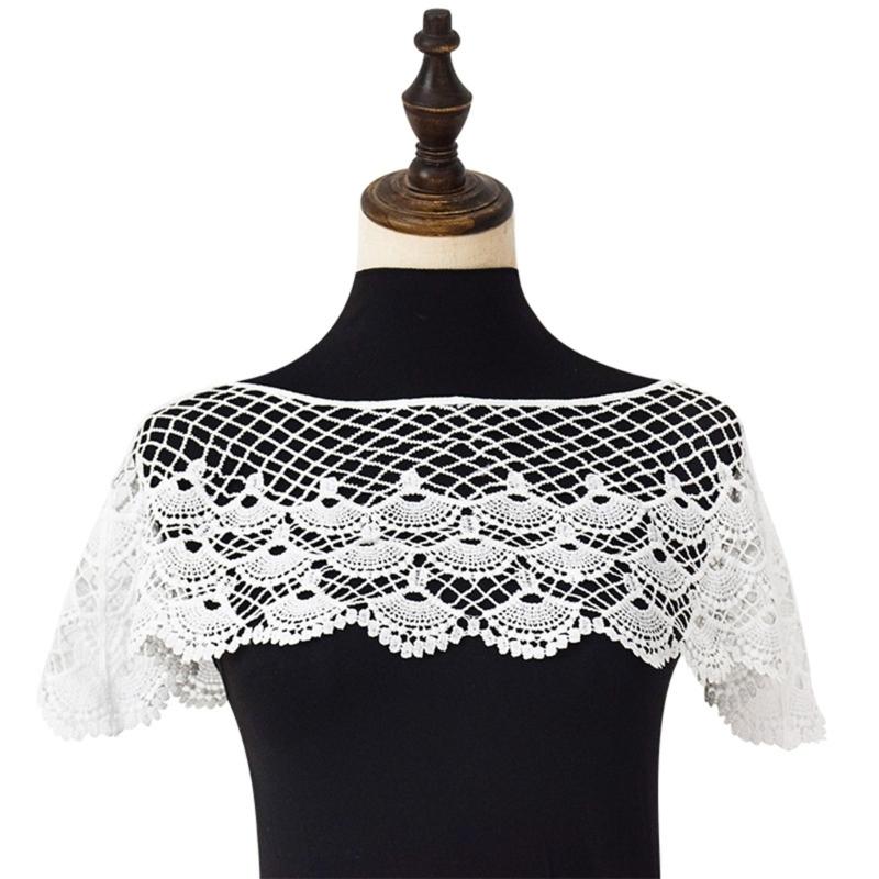 Women's Fashionable Lace Capelet with Embroidery Hollow out False Half Shirt Collar Neck for Special Occasion