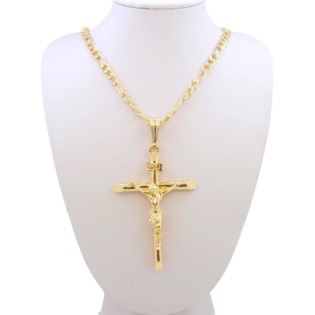 Gold-plated Chain Jesús Pendant Cross Necklace