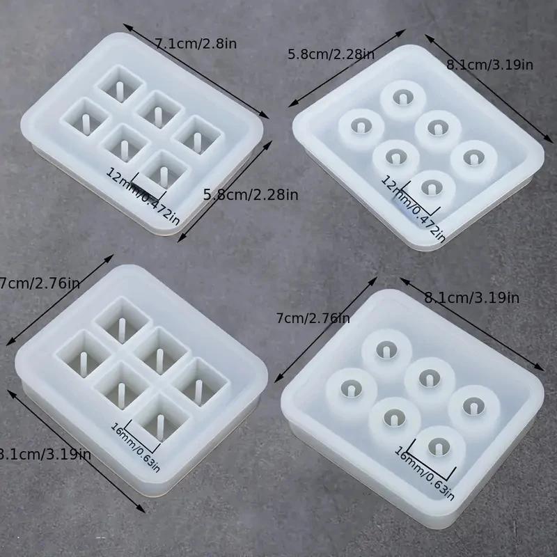 

4Pcs Transparent Rectangle Silicone Bead Mould Square Ball 6 Hanging Holes DIY Epoxy Jewelry Mold Resin Molds for Jewelry