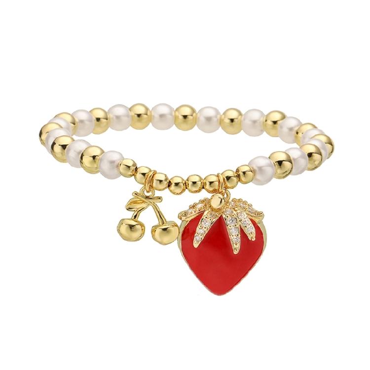 Handmade Fruit Beads Bracelet Fashion Wrist Jewelry Chain Wristband Copper Texture Suitable for Parties and Celebration
