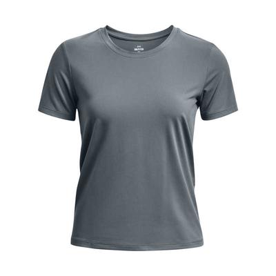 Solid Color Training Sports Crew Neck Short Sleeve T-Shirt Women Tops Gray 1379155-002