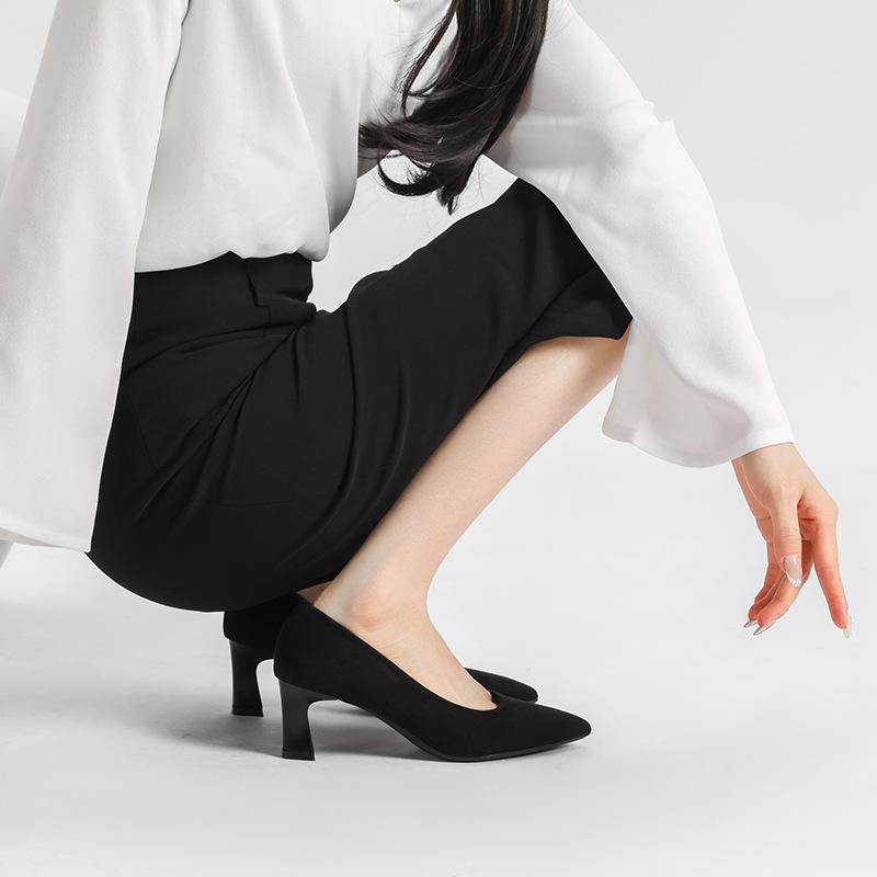 Wildleder High Heels Bequem Atmungsaktiv Frühling und Sommer Damenschuhe