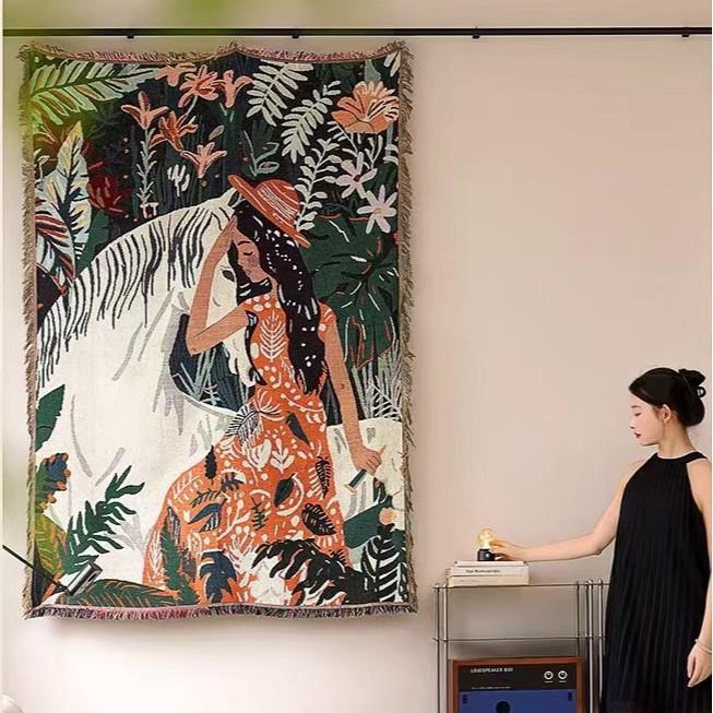 İskandinav Tarzı Polyester Duvar Halısı/Atkı Battaniye - Çok Amaçlı Dekor (130x180cm)