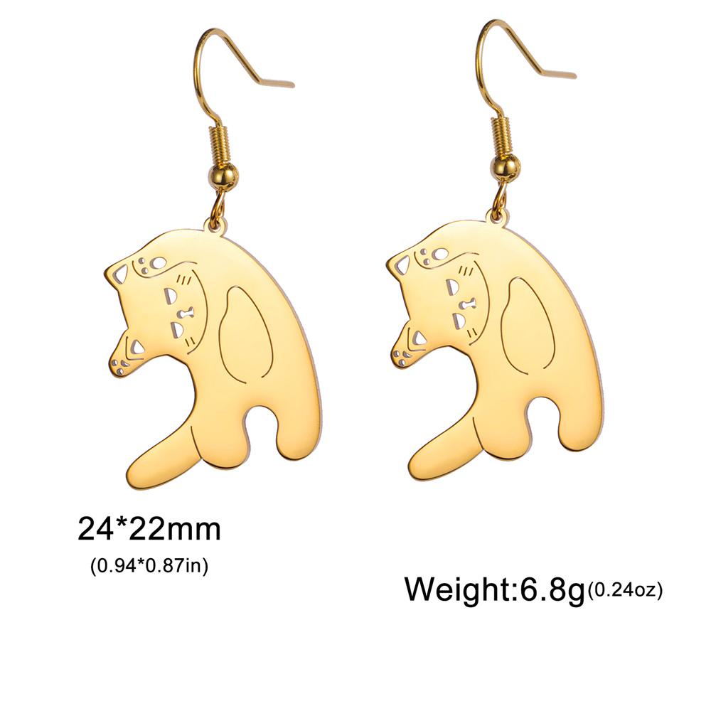 My Shape Cute Cat and Dog Dangle Earrings for Women Girls Stainless Steel Lovely Kitten Animal Drop Earring Fashion Jewelry Gift