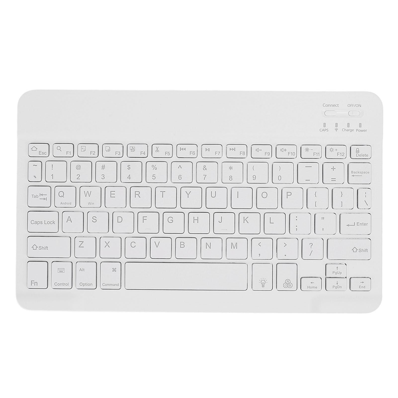 Портативная клавиатура Bluetooth беспроводная перезаряжаемая с RGB-подсветкой 10-дюймовая ультратонкая эргономичная клавиатура белый