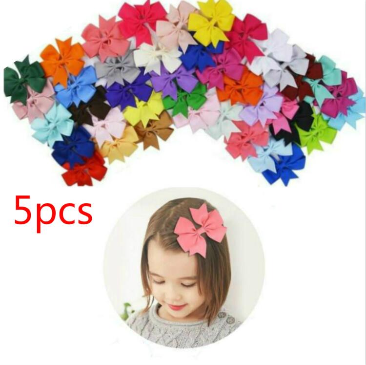 

5pcs Baby Girls Colorful Headbands and Forked Tail Bow Thread Ribbon Hair Clips random