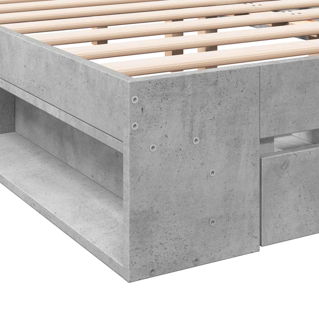 Vidaxl Bed Frame with Drawers, Concrete Gray, 160X200 Cm