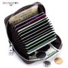 Fashionable RFID Accordion Cowhide Card Holder with Zipper for Ladies and Men