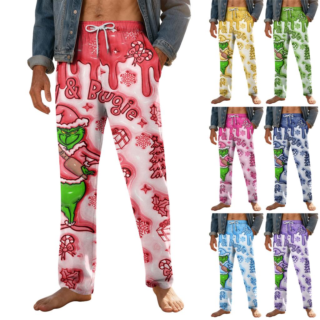 Pánské domácí měkké pyžamové kalhoty se stahovací šňůrkou s kapsami Sportovní kalhoty pro volný čas