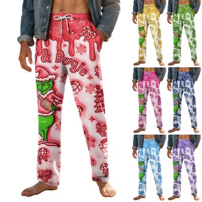 Calças de pijama macias para casa masculinas com cordão e bolsos Calças esportivas casuais