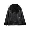 Chaqueta Gruesa Cálida de Doble Cara de Piel Sintética Shearling para Mujer Otoño Invierno Nueva Solapa Manga Larga Bajo con Cinturón Cremallera Prendas de Abrigo Femeninas