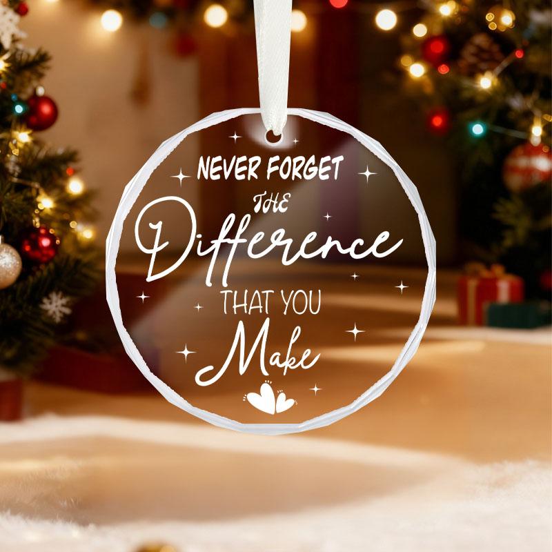 1pc Thank You Gifts for Women Men - Never Forget The Difference That You Make for Coworkers - Glass Ornament