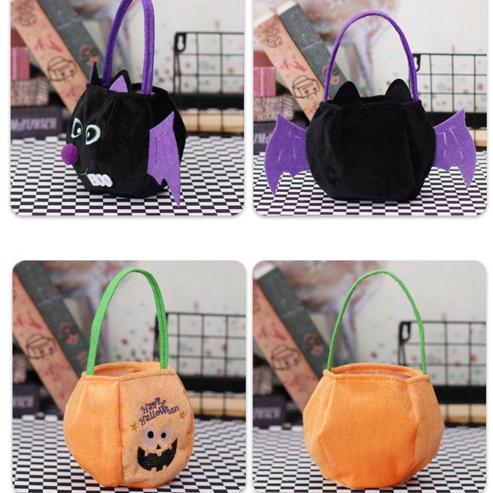Bat Party Trick Or Treat Pumpkin Gift Basket Halloween Handbag Tote Bags Candy Bag Loot Bag