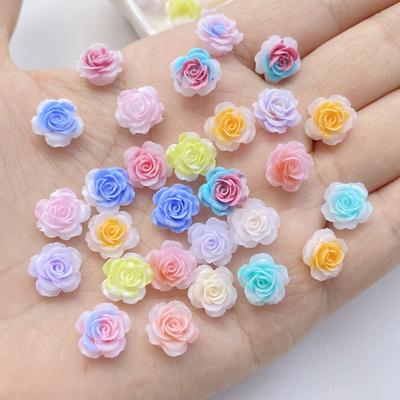 50Pcs New Cute Resin 10mm Mini Colorful Flowers Series Flat Back Manicure Parts Embellishments For Hair Bows  Accessorie