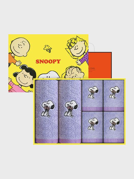 Полотенце Songwol Snoopy Love It Набор Хлопок и Кольцо [СВЕТЛО-ФИОЛЕТОВЫЙ НАБОР] Snoopy Love It Cotton & Gori Purple SET