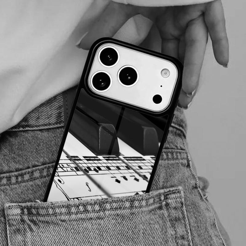 Piano Keys Vintage Music Notes Phone Case for iPhone 17ProMax 12 13 14 15 16e 17 Pro Max Plus Air Cover