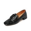 Fashion 2025 New Size 34-40 Women Casual Loafers Real Leather Soft Square Toe High Heels Shoes Spring Office Lady Daily Pumps Shoes