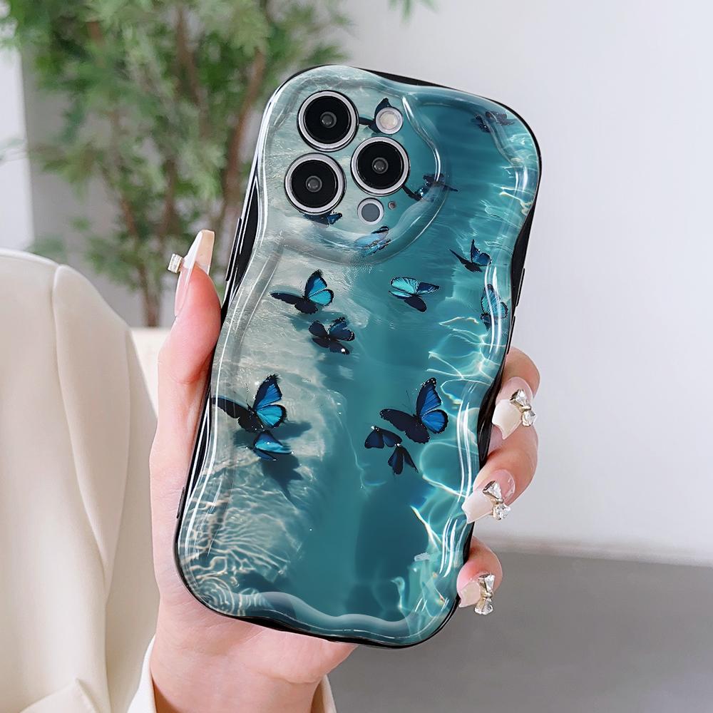 Kreslený vzor krémová textura pouzdro vlnitý okraj měkký silikonový kryt pouzdro na telefon pro OPPO Reno Realme OnePlus Vivo