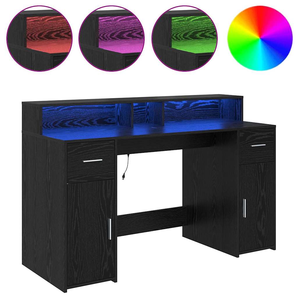 Black Oak Desk 140 x 55 x 91 cm Particleboard