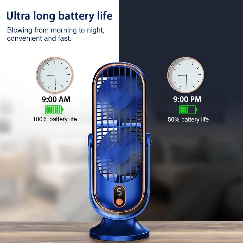 Desktop Electric Fan Rechargeable Portable Home Air Conditioning Fan 5-Speed 720° Swivel Outdoor Camping Air Cooler Table Fans