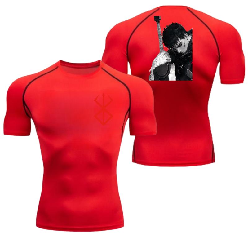 Men Compression Shirt for Workout Quick Dry Guts Print Top Breathable, Sweat Absorbing Tight Fit Fitness T-Shirt SweatResistant