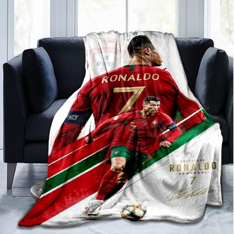 Coperta Flanella Stampa Maglia Ronaldo, Coperta Morbida Calda Leggera per Soggiorno, Divano Letto Campeggio Ufficio