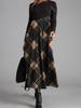 Women Color Block Floral Print Long Sleeve Maxi Dress Casual Loose A Line Long Dress S-XXXL